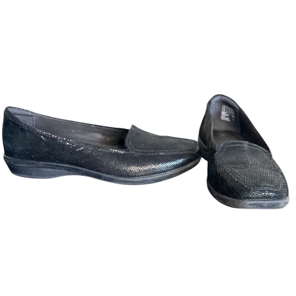 Clarks Women Black Sparkle Snakeskin Pattern Loafers Comfort Shoes Size 6‎